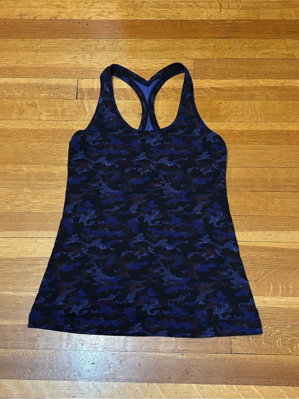 Lululemon Cool Racerback II Tank Top Mini Hounds Camo Emperor Blue Black